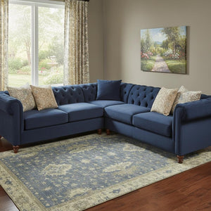 HomeRoots 8' X 10' Blue & Olive Green Oriental Area Rug - Washable, UV Protected, Stylish & Durable Design 699720