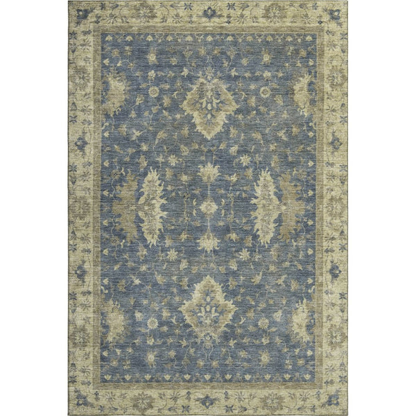 HomeRoots 8' X 10' Blue & Olive Green Oriental Area Rug - Washable, UV Protected, Stylish & Durable Design 699720