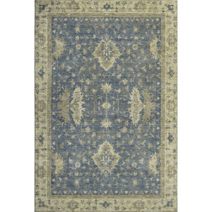 HomeRoots 9' X 12' Blue & Olive Green Oriental Area Rug - Durable, Washable, UV-Protected for Family Homes 699721