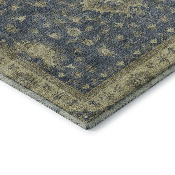 HomeRoots 9' X 12' Blue & Olive Green Oriental Area Rug - Durable, Washable, UV-Protected for Family Homes 699721