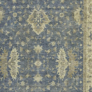 HomeRoots 9' X 12' Blue & Olive Green Oriental Area Rug - Durable, Washable, UV-Protected for Family Homes 699721