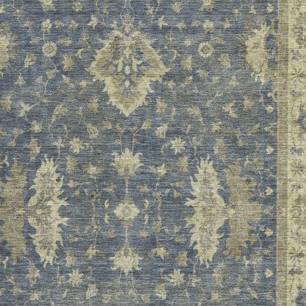 HomeRoots 9' X 12' Blue & Olive Green Oriental Area Rug - Durable, Washable, UV-Protected for Family Homes 699721
