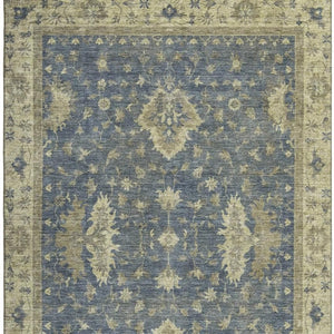 HomeRoots 9' X 12' Blue & Olive Green Oriental Area Rug - Durable, Washable, UV-Protected for Family Homes 699721