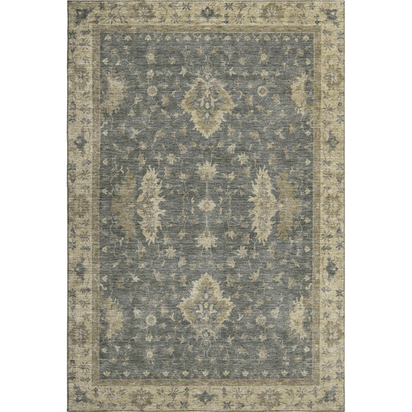 HomeRoots 5' X 8' Gray and Beige Oriental Area Rug - Stylish, Washable, UV-Protected, and Stain-Resistant Design 699724