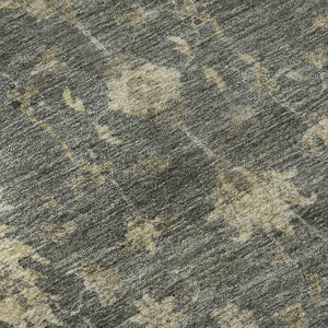 HomeRoots 8' Gray and Beige Oriental Washable Round Rug with UV Protection – Durable, Stylish & Easy-Care Design 699725