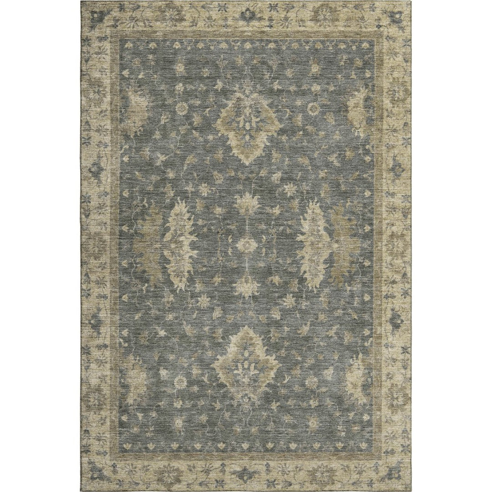 HomeRoots 8' X 10' Gray And Beige Washable Area Rug | UV Protected, Durable, Non-Slip, Modern Oriental Style 699726