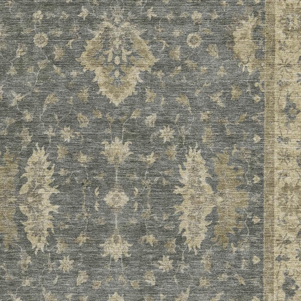 HomeRoots 9' X 12' Gray and Beige Oriental Area Rug - Washable, UV-Protected, Durable for Family Living Spaces 699727
