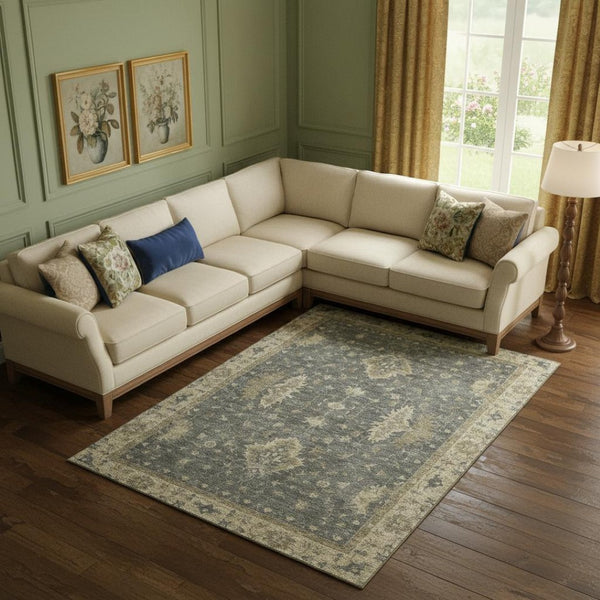 HomeRoots 10' Gray and Beige Oriental Washable Area Rug - UV Protected, Stain Resistant, Perfect for Busy Homes! 699728