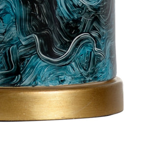 Chelsea House Malachite Cylinder Lamp With Hand-Painted Deep Green Finish, Antique Gold Leaf Mounting, Slim 27" 69973