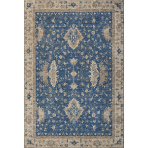 HomeRoots 8' X 10' Navy Blue and Beige Oriental Area Rug - Stylish, Durable, Washable with UV Protection & Non-Slip 699732