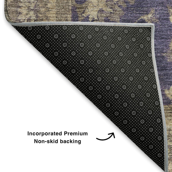 HomeRoots 5' X 8' Elegant Purple and Beige Oriental Area Rug - Stain Resistant, UV Protected, Durable Design 699736