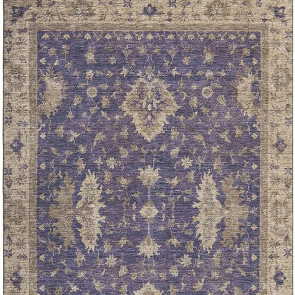 HomeRoots 5' X 8' Elegant Purple and Beige Oriental Area Rug - Stain Resistant, UV Protected, Durable Design 699736