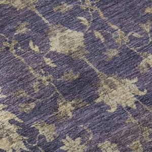 HomeRoots 8' Round Purple and Beige Oriental Rug – Washable, UV-Protected, Kid & Pet-Friendly Elegance 699737