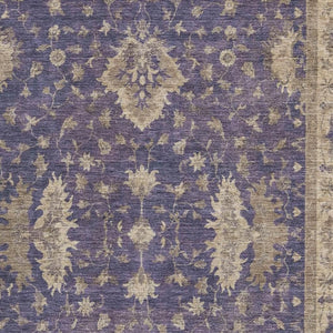 HomeRoots 8' X 10' Purple and Beige Washable Oriental Area Rug with UV Protection for Family-Friendly Homes 699738