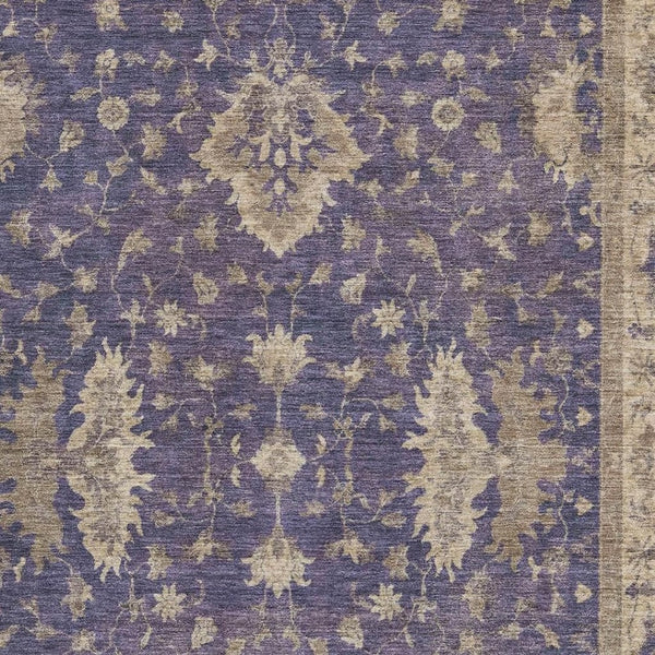 HomeRoots 8' X 10' Purple and Beige Washable Oriental Area Rug with UV Protection for Family-Friendly Homes 699738