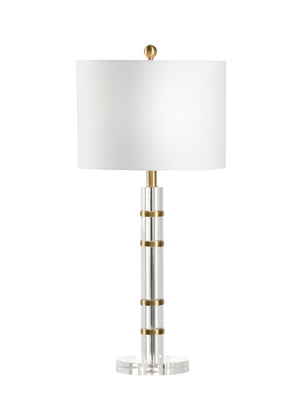Chelsea House Merida Crystal Lamp With Antique Brass Accents, French-Inspired Clear Crystal Table Lamp, 31.5"H 69974
