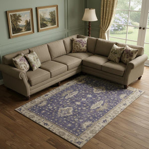 HomeRoots 10' Purple & Beige Oriental Area Rug – Washable, Stain-Resistant, UV Protected for Modern Living Spaces 699740