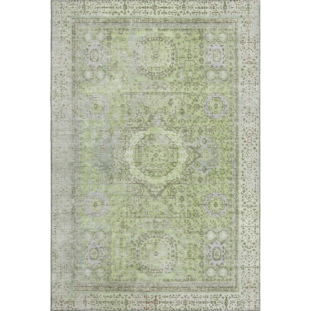 HomeRoots 8' X 10' Artichoke Green & Gray Oriental Area Rug - Durable, Stain Resistant, UV Protected Elegance 699744