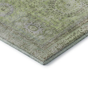HomeRoots 8' X 10' Artichoke Green & Gray Oriental Area Rug - Durable, Stain Resistant, UV Protected Elegance 699744