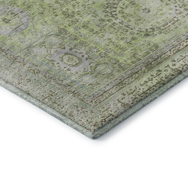 HomeRoots 8' X 10' Artichoke Green & Gray Oriental Area Rug - Durable, Stain Resistant, UV Protected Elegance 699744