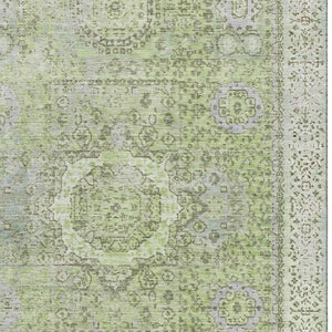 HomeRoots 8' X 10' Artichoke Green & Gray Oriental Area Rug - Durable, Stain Resistant, UV Protected Elegance 699744