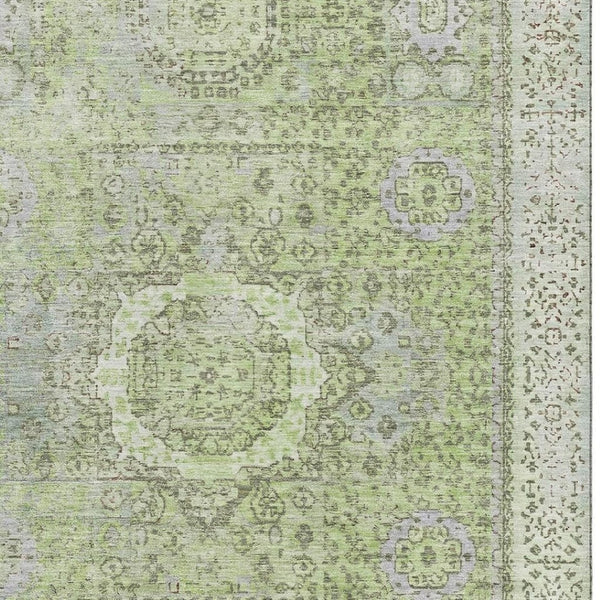 HomeRoots 8' X 10' Artichoke Green & Gray Oriental Area Rug - Durable, Stain Resistant, UV Protected Elegance 699744