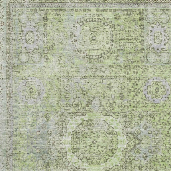HomeRoots 9' X 12' Artichoke Green & Gray Oriental Area Rug - Washable, Stain-Resistant, UV-Protected Beauty! 699745