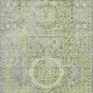 HomeRoots 10' X 14' Artichoke Green & Gray Oriental Washable Area Rug - Stylish, Durable, UV Protected & Easy Care 699746