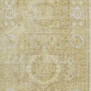 HomeRoots 5' X 8' Beige and Gold Oriental Area Rug – Stylish, Washable, UV-Protected, Durable for Busy Homes 699748