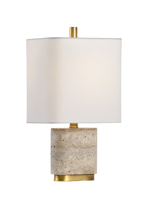 Chelsea House Stone Petite Stone Lamp With Antique Brass Accents — Compact 19" Ambient Lighting For Bedside, Desk 69975