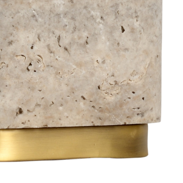 Chelsea House Stone Petite Stone Lamp With Antique Brass Accents — Compact 19" Ambient Lighting For Bedside, Desk 69975