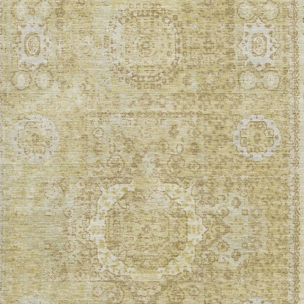 HomeRoots 9' X 12' Beige & Gold Oriental Area Rug - Washable, UV Protected, Stain Resistant for Easy Care 699751
