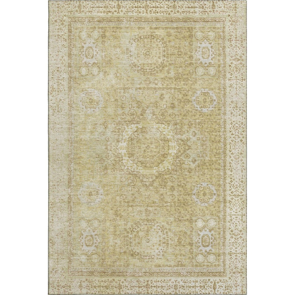 HomeRoots 10' X 14' Beige and Gold Oriental Washable Area Rug - Durable, Stain-Resistant, UV-Protected Elegance 699752