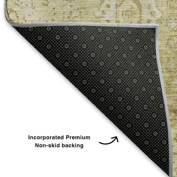 HomeRoots 10' X 14' Beige and Gold Oriental Washable Area Rug - Durable, Stain-Resistant, UV-Protected Elegance 699752