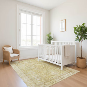 HomeRoots 10' X 14' Beige and Gold Oriental Washable Area Rug - Durable, Stain-Resistant, UV-Protected Elegance 699752