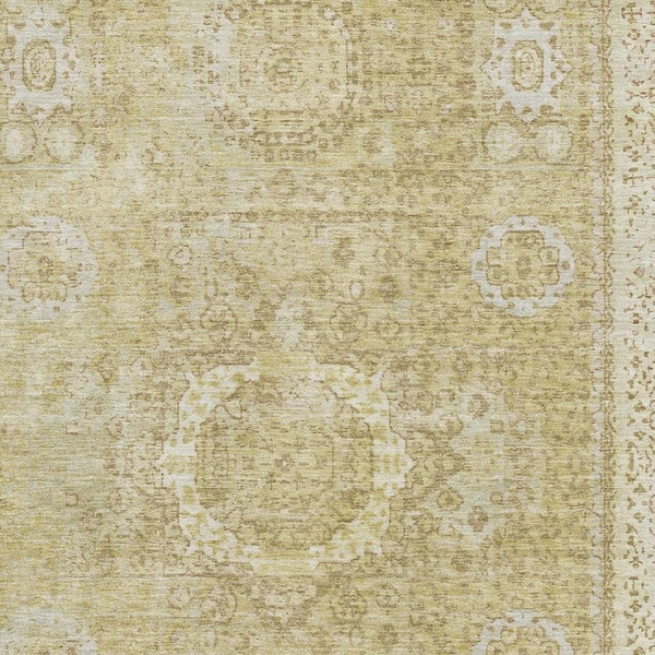 HomeRoots 10' X 14' Beige and Gold Oriental Washable Area Rug - Durable, Stain-Resistant, UV-Protected Elegance 699752