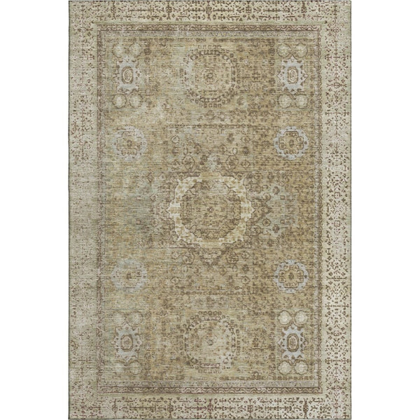 HomeRoots 5' X 8' Brown and Beige Oriental Area Rug – Durable, Washable, UV-Protected, Perfect for Busy Homes! 699754