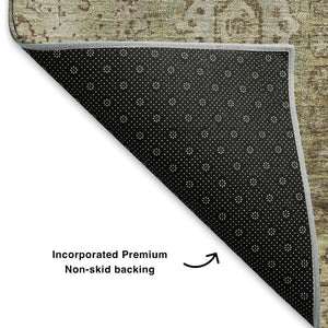 HomeRoots 5' X 8' Brown and Beige Oriental Area Rug – Durable, Washable, UV-Protected, Perfect for Busy Homes! 699754