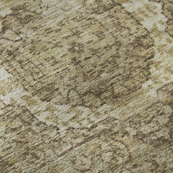 HomeRoots 8' Brown and Beige Oriental Round Rug - Durable, Washable, UV-Protected for Stylish, Family-Friendly Homes 699755