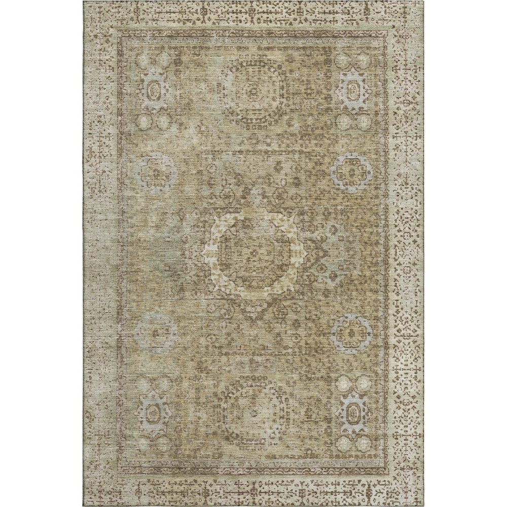 HomeRoots 8' X 10' Brown And Beige Oriental Area Rug - Washable, UV Protected, Stylish & Durable for Homes 699756