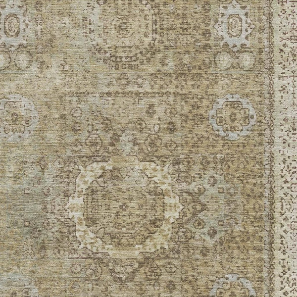HomeRoots 8' X 10' Brown And Beige Oriental Area Rug - Washable, UV Protected, Stylish & Durable for Homes 699756