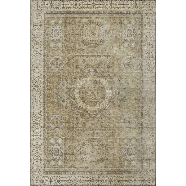 HomeRoots 9' X 12' Washable Brown & Beige Oriental Area Rug with UV Protection for Kids, Pets & Everyday Life 699757