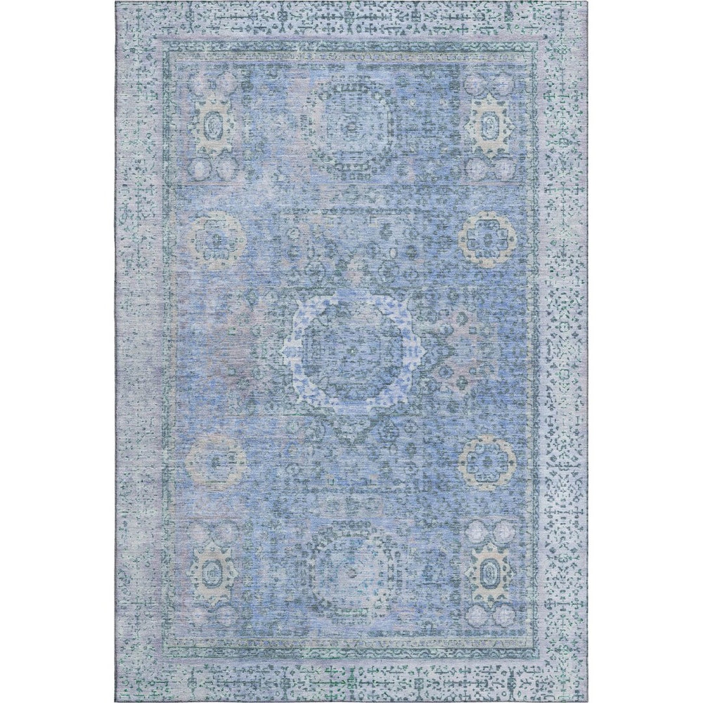 HomeRoots 5' X 8' Blue and Gray Oriental Washable Area Rug with UV Protection for Style and Durability 699760