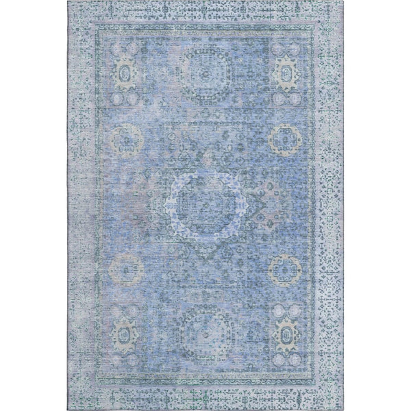 HomeRoots 5' X 8' Blue and Gray Oriental Washable Area Rug with UV Protection for Style and Durability 699760