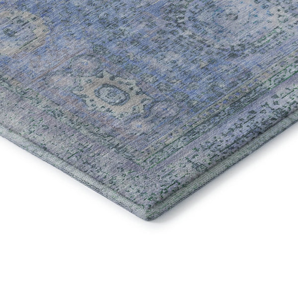 HomeRoots 5' X 8' Blue and Gray Oriental Washable Area Rug with UV Protection for Style and Durability 699760