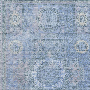 HomeRoots 5' X 8' Blue and Gray Oriental Washable Area Rug with UV Protection for Style and Durability 699760