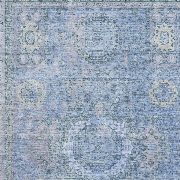 HomeRoots 5' X 8' Blue and Gray Oriental Washable Area Rug with UV Protection for Style and Durability 699760