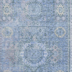HomeRoots 8' X 10' Washable Blue and Gray Oriental Area Rug with UV Protection for Homes with Kids & Pets 699762