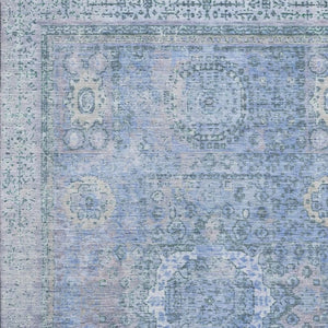 HomeRoots 9' X 12' Blue and Gray Oriental Area Rug – Washable, UV Protected, Stain Resistant, Soft & Durable! 699763