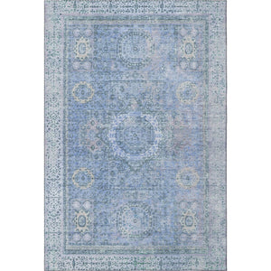 HomeRoots 9' X 12' Blue and Gray Oriental Area Rug – Washable, UV Protected, Stain Resistant, Soft & Durable! 699763